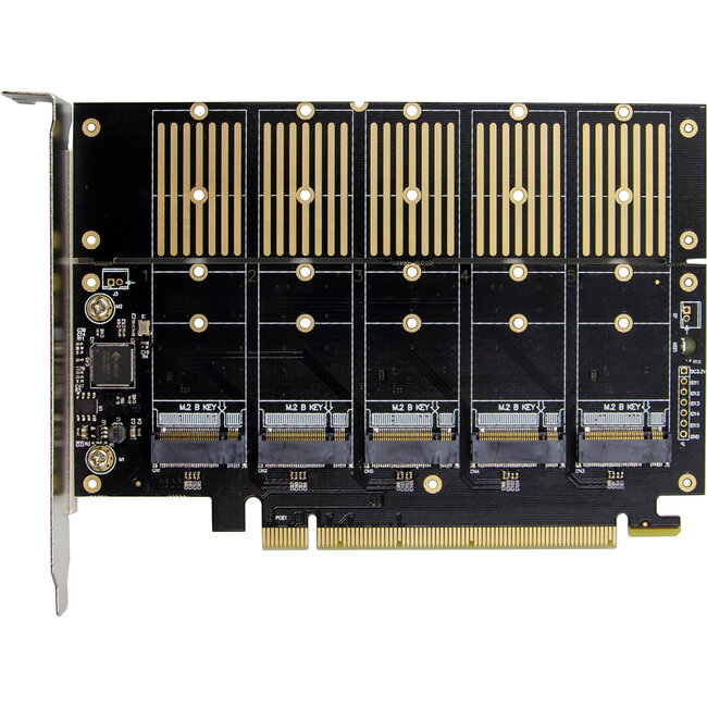 InLine® Interfacekaart, PCIe x16 naar 5x M.2 Key B SATA, incl. low-profile