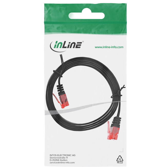 InLine® Patchkabel plat, U/UTP, Cat.6, zwart, 1m