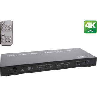 InLine InLine® HDMI matrix switch / switcher, 4K2K, 4 ingangen naar 2 uitgangen