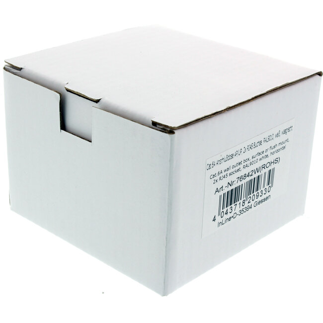 InLine® Cat.6A aansluitdoos, AP/UP 2x RJ45 female, RAL9010, wit, horizontaal