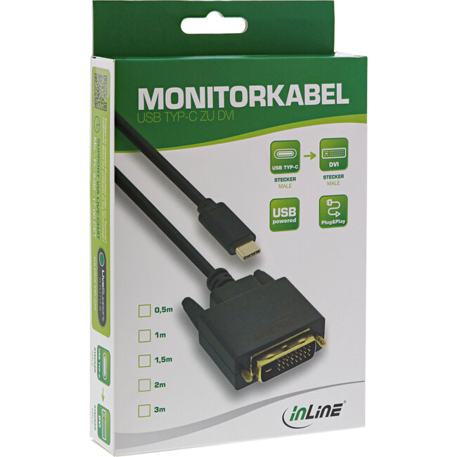 InLine® USB Display kabel, USB-C male naar DVI male, 2m