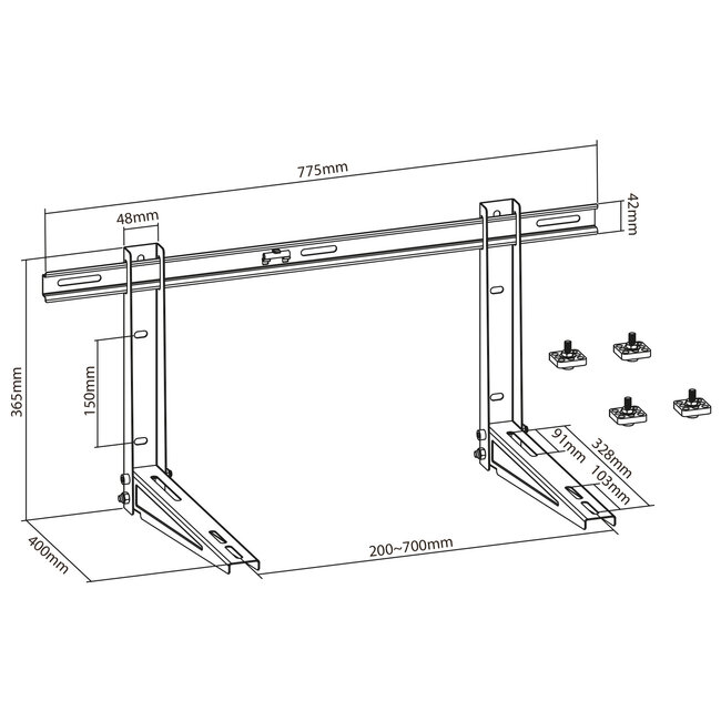 InLine® Beugel voor split-airconditioning buitenunit of warmtepomp, wit