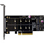 InLine® PCI Express kaart naar 2x interne NVMe M.2 Key M - Bifurcatie, PCIe x8