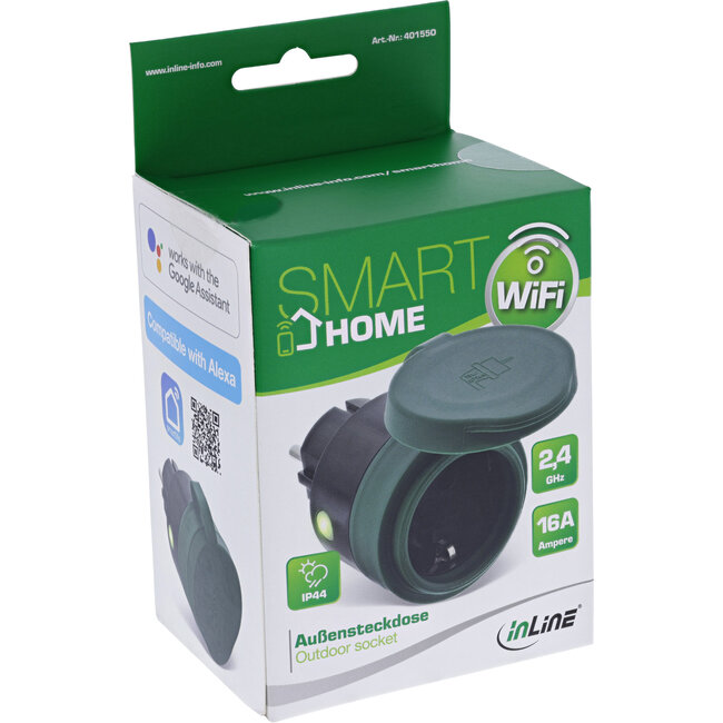 InLine® SmartHome wandcontactdoos Outdoor IP44