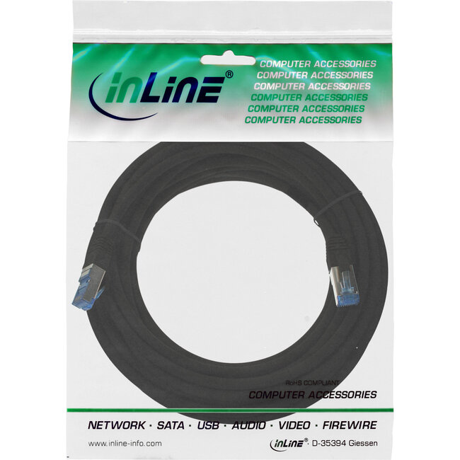 InLine® Patchkabel, S/FTP (PiMf), Cat.6A, halogeenvrij, zwart, 15m