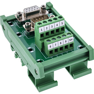 InLine InLine® D-Sub 9 aansluitblok, bus/stekker, schroefaansluiting, DIN-rail