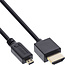 InLine® HDMI Superslim kabel A naar D, HS met ethernet,Premium,zwart/goud, 1,8m