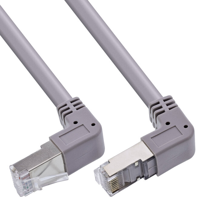 InLine® Patchkabel boven/onder haaks, S/FTP (PiMf), Cat.6, PVC, grijs, 2,67m