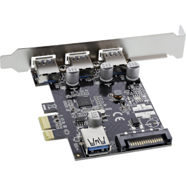 InLine® interfacekaart, 3x+1x USB 3.2 Gen.1, PCIe, SATA + LP slot bracket