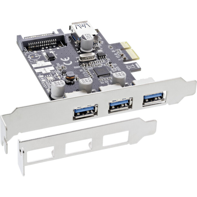 InLine® interfacekaart, 3x+1x USB 3.2 Gen.1, PCIe, SATA + LP slot bracket