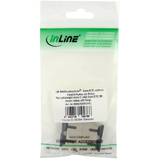 InLine® LWL koppeling, duplex SC/SC, multimode, keramische huls