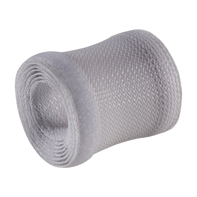 InLine® Gevlochten kabelhoes, klittenband, 1 m, 40 mm, wit