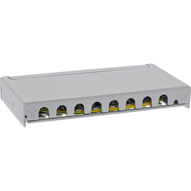 InLine® Patchpaneel Cat.6A 0,5U 8-voudig, tafel/wand/rail, grijs,stofbescherming
