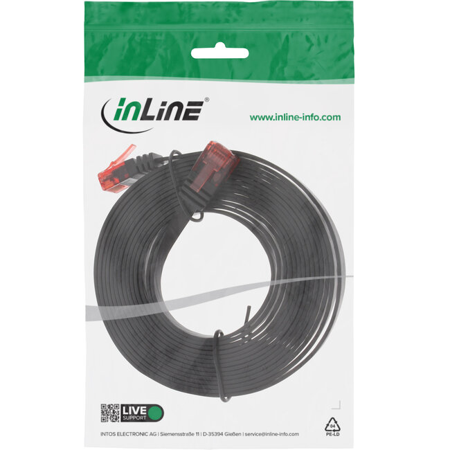 InLine® Patchkabel plat, U/UTP, Cat.6, zwart, 3m