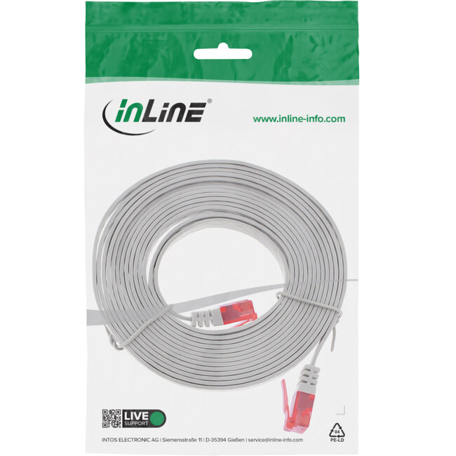 InLine® Patchkabel plat, U/UTP, Cat.6, grijs, 3m