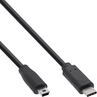 InLine InLine® USB 2.0-kabel, USB-C-stekker naar Mini-B-stekker, zwart, 1,5m
