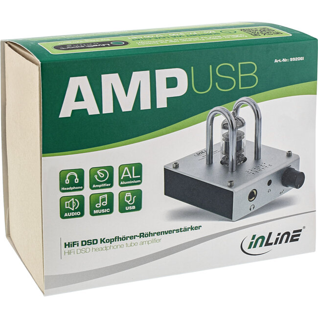InLine® AmpUSB, Hi-Res AUDIO HiFi DSD hoofdtelefoon buizenversterker