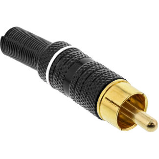 InLine InLine® RCA-stekker soldeerversie, metaal zwart, ring wit, voor 6 mm kabel