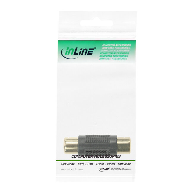 InLine® Audio adapter, Cinch female naar Cinch female, verguld
