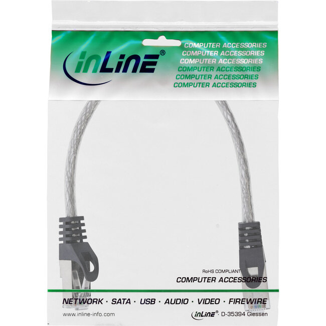 InLine® Patchkabel, SF/UTP, Cat.5e, transparant, 0,3m