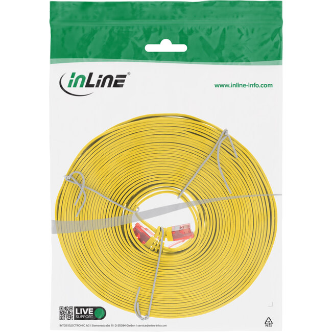 InLine® Patchkabel plat, U/UTP, Cat.6, geel, 10m
