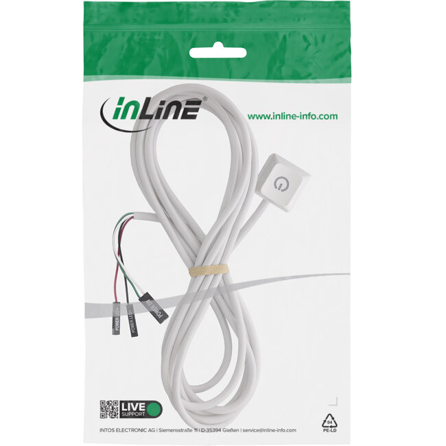 InLine® Computer Power-Switch Remote-kabel, wit, 2 m