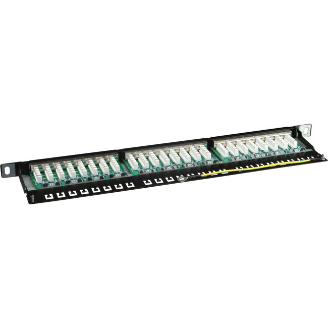 InLine® patchpaneel Cat.6, 24-weg, 48,26cm (19"), 0,5U, zwart RAL9005