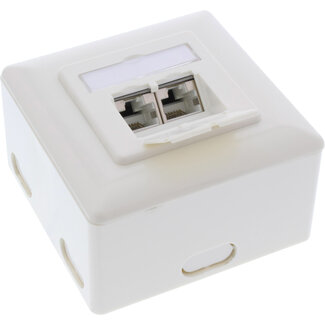 InLine InLine® Cat.6A aansluitdoos, AP/UP 2x RJ45 female, RAL9010, wit, verticaal