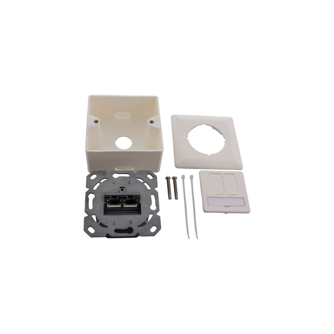 InLine® Cat.6A aansluitdoos, AP/UP 2x RJ45 female, RAL9010, wit, verticaal