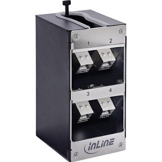 InLine InLine® Cat.6A Keystone-box, wand/DIN-rail, STP, 4 poorten