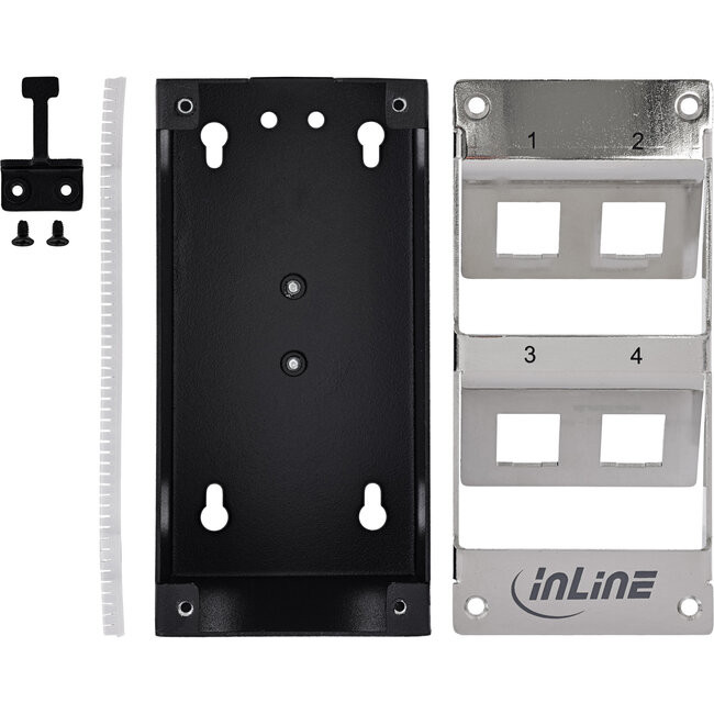 InLine® Cat.6A Keystone-box, wand/DIN-rail, STP, 4 poorten
