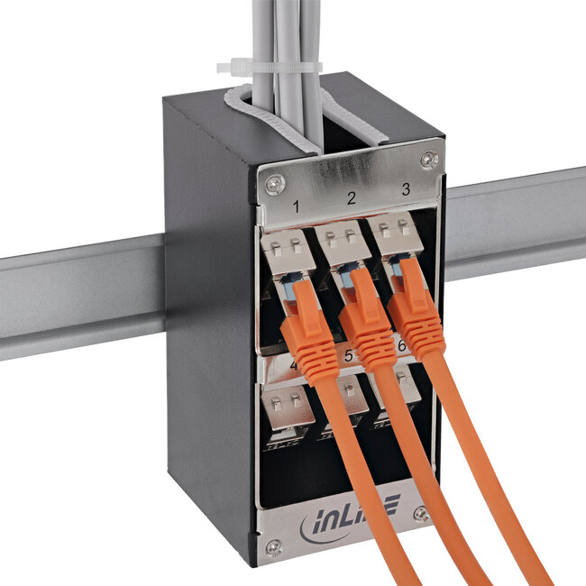 InLine® Cat.6A Keystone-box, wand/DIN-rail, STP, 4 poorten