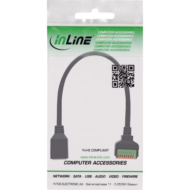 InLine® RJ45 contactdoos naar indrukklem, 8-pins, Cat.5e, 15cm kabel