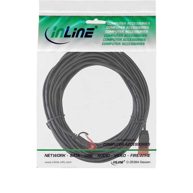 InLine® Slim Patchkabel, U/UTP, Cat.6, zwart, 10m