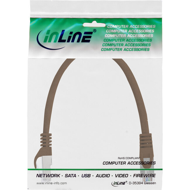 InLine® Patchkabel, SF/UTP, Cat.5e, bruin, 0,3m