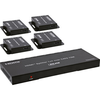 InLine InLine® Video Splitter/Extender, 1x4, Cat.6, HDMI 4K/30Hz, Kit, incl ontvangers