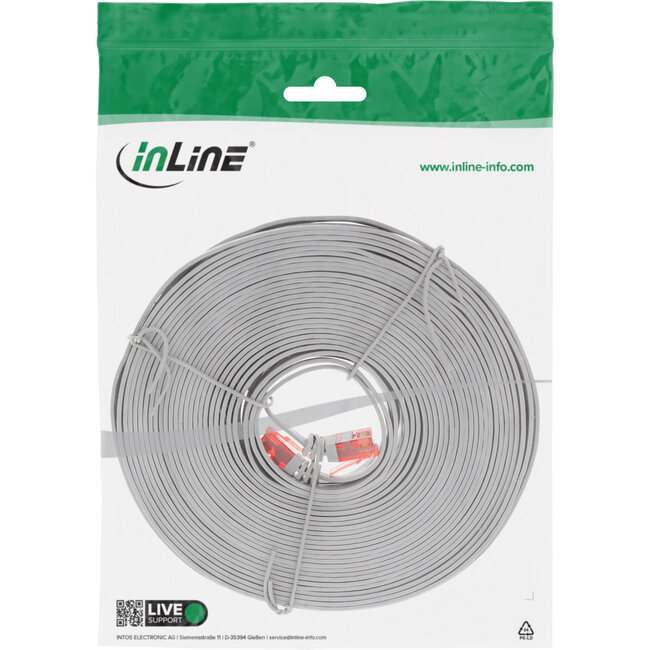 InLine® Patchkabel plat, U/UTP, Cat.6, grijs, 7m
