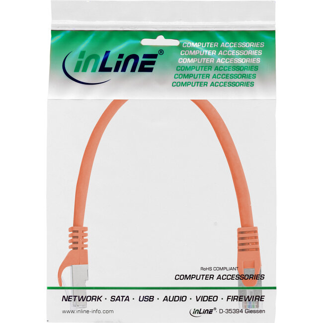 InLine® Patchkabel, SF/UTP, Cat.5e, oranje, 0,3m