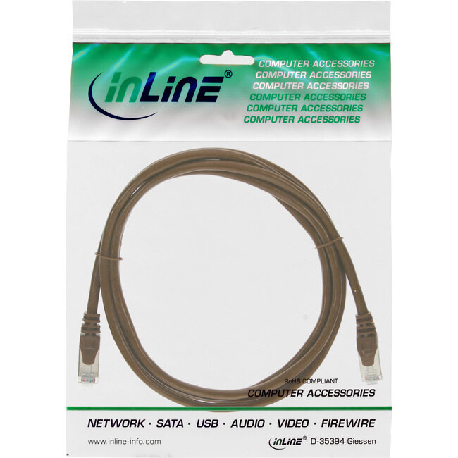 InLine® Patchkabel, SF/UTP, Cat.5e, bruin, 1,5m