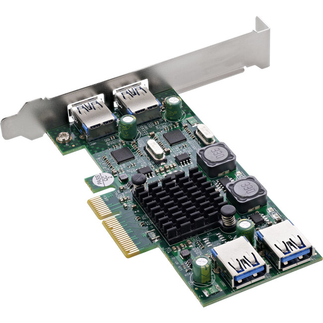 InLine® USB 3.2 Gen.1 PCIe-interfacekaart, 4-poorts, intern/extern
