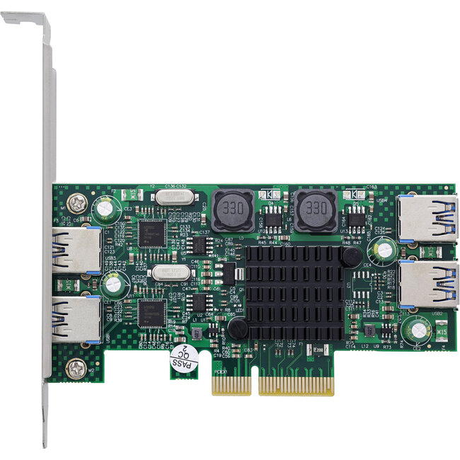 InLine® USB 3.2 Gen.1 PCIe-interfacekaart, 4-poorts, intern/extern