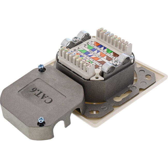 InLine® Cat.6 aansluitdoos, AP/UP 2x RJ45 female, RAL9010, wit, verticaal
