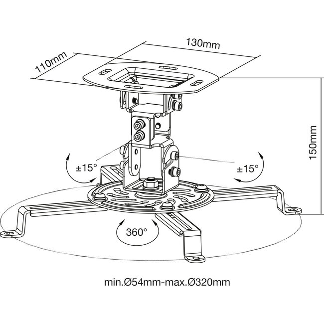 InLine® Basic projector plafondbeugel, 15cm, max. 13,5kg