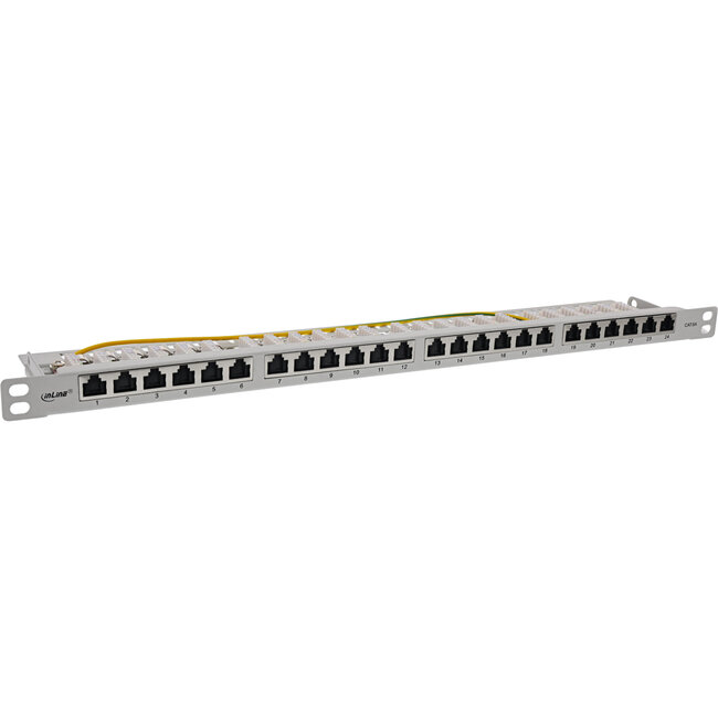 InLine® 19" patchpaneel Cat.6A 0,5 U 24-voudig, met stofbescherming, grijs