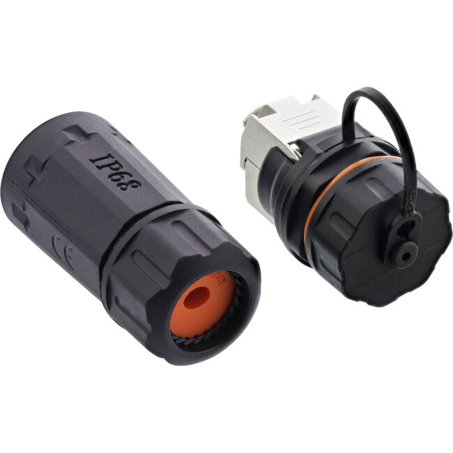 InLine® patchkabel koppeling, RJ45 Cat.6A, IP68, voor industrie, met stofkap