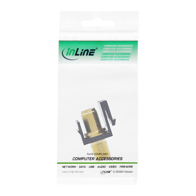 InLine® Keystone installatieadapter, voor satellietkabel, 2x F-stekker, zwart