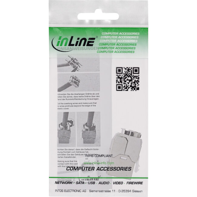 InLine® Keystone RJ45 female, SNAP-In, Cat.8.1, geïntegreerde kabelbinder