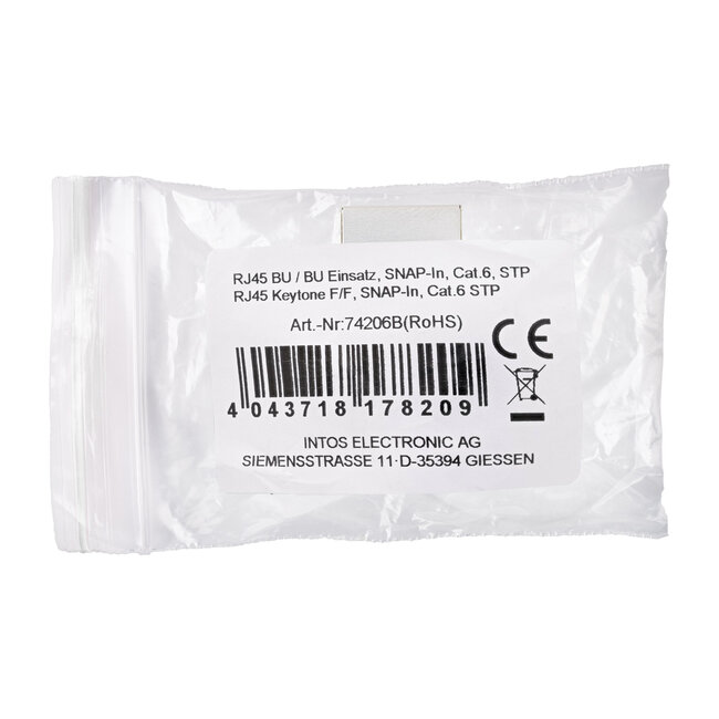 InLine® Keystone RJ45-bus/bus SNAP-In, Cat.6, STP, bulk