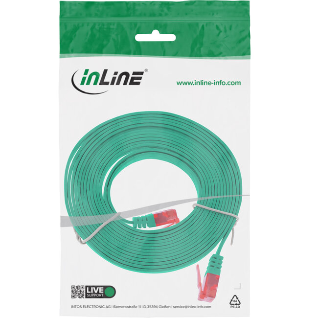 InLine® Patchkabel plat, U/UTP, Cat.6, groen, 5m