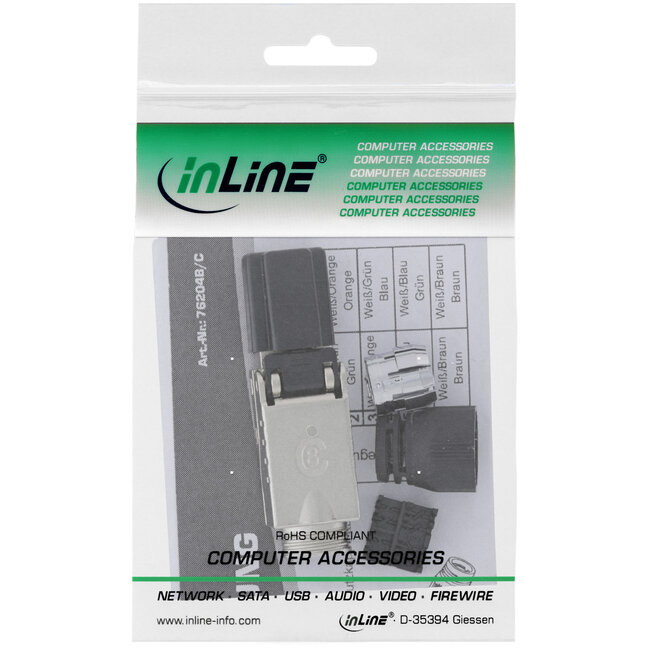 InLine® RJ45 male Cat.8.1 2000MHz, veldbevestiging, afgeschermd,inschroefbaar v.